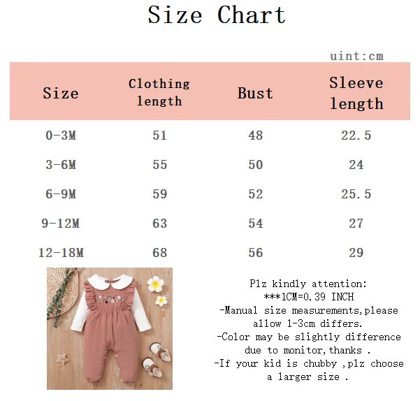Newborn Baby 'Pure Cotton Flower Pattern Color Blocked Comfortable Long sleeves Bodysuit 0-18 Month Female Baby Crawling Suit