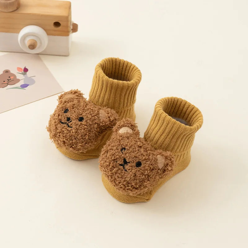 Cute Cartoon Bear Baby Socks – Anti-Slip Cotton (Spring & Autumn)