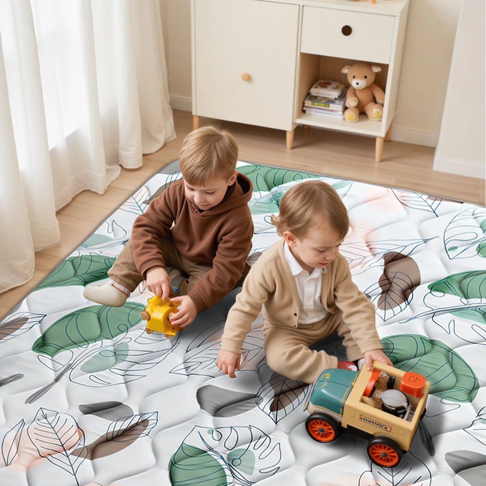 Baby Play Mats, Crawling Playpen Mat, Thicken Soft Padding Foam Playmat Foldable Crawling Mats, Non-Slip & Machine Washable ki