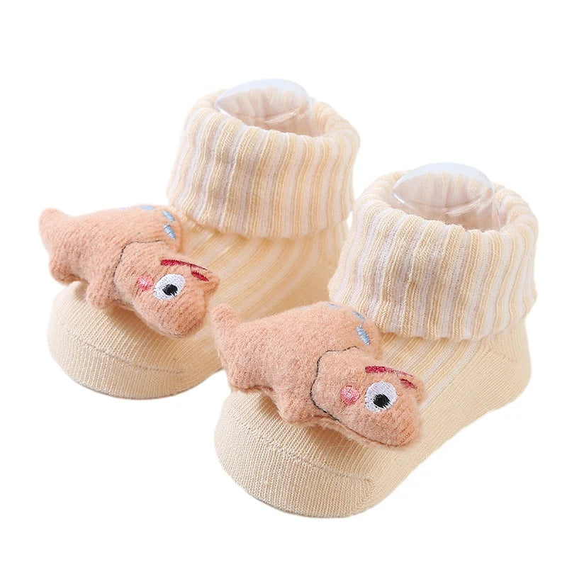 Cute Dinosaur Baby Socks – Soft Cotton Anti-Slip (0–12 Months)