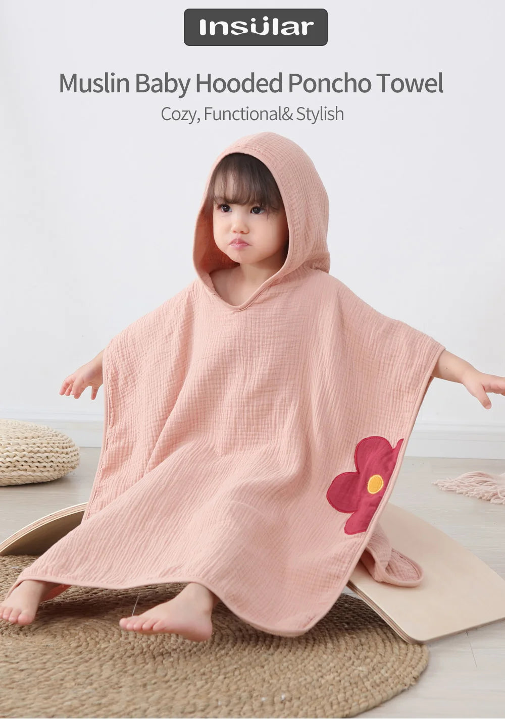 Muslin Baby Hooded Poncho Towel Children's Hooded Bath Towel Soft Kids Beach Bathing Stuff Infant Washcloth