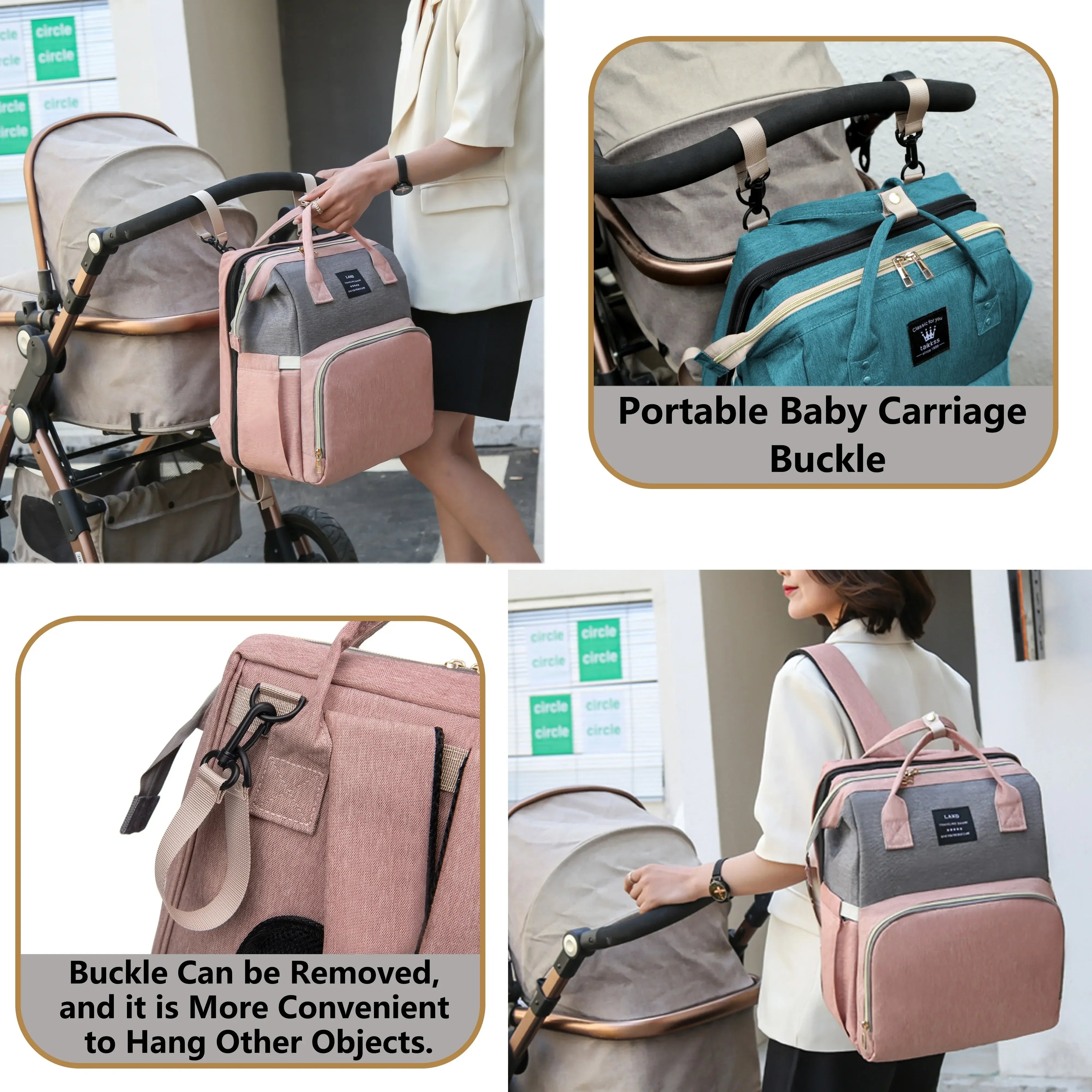 Foldable Mommy Backpack with Crib Bed & Large Storage