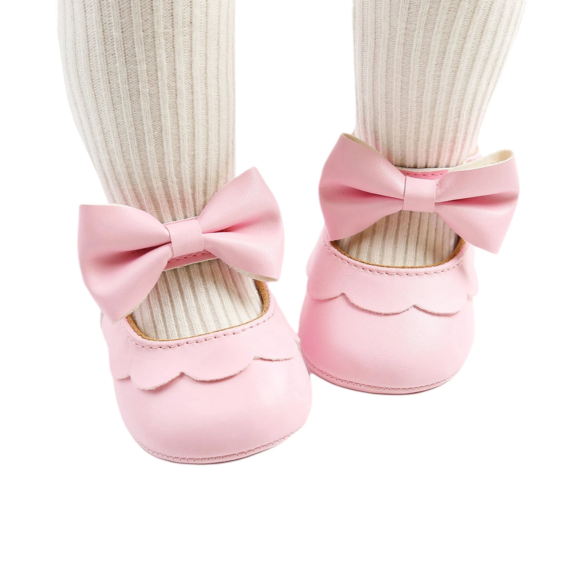 Baby Girl Bowknot Flat Shoes – Soft Sole First Walkers