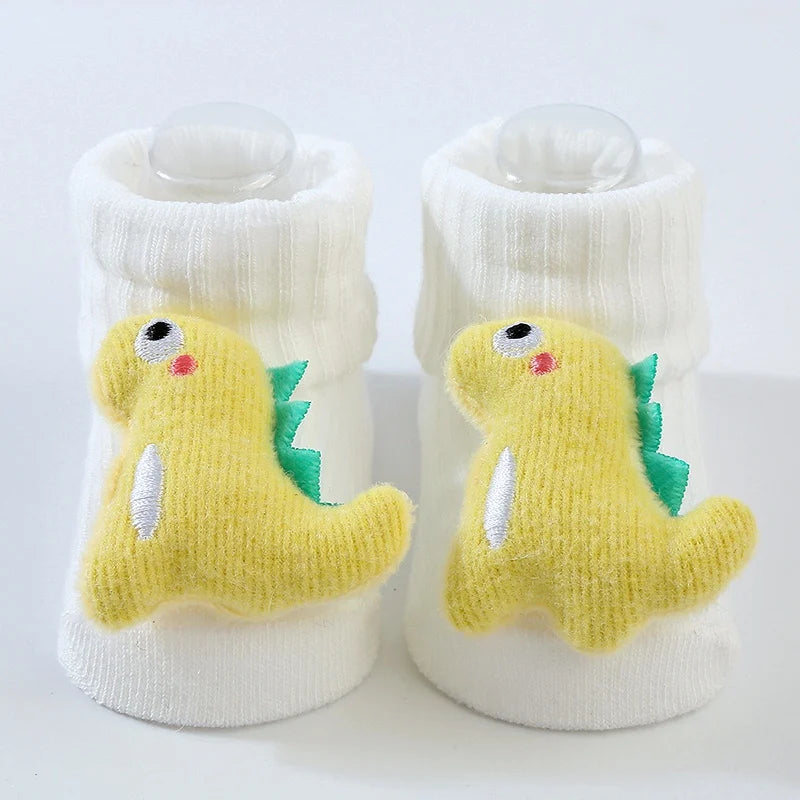 Cute Dinosaur Baby Socks – Soft Cotton Anti-Slip (0–12 Months)