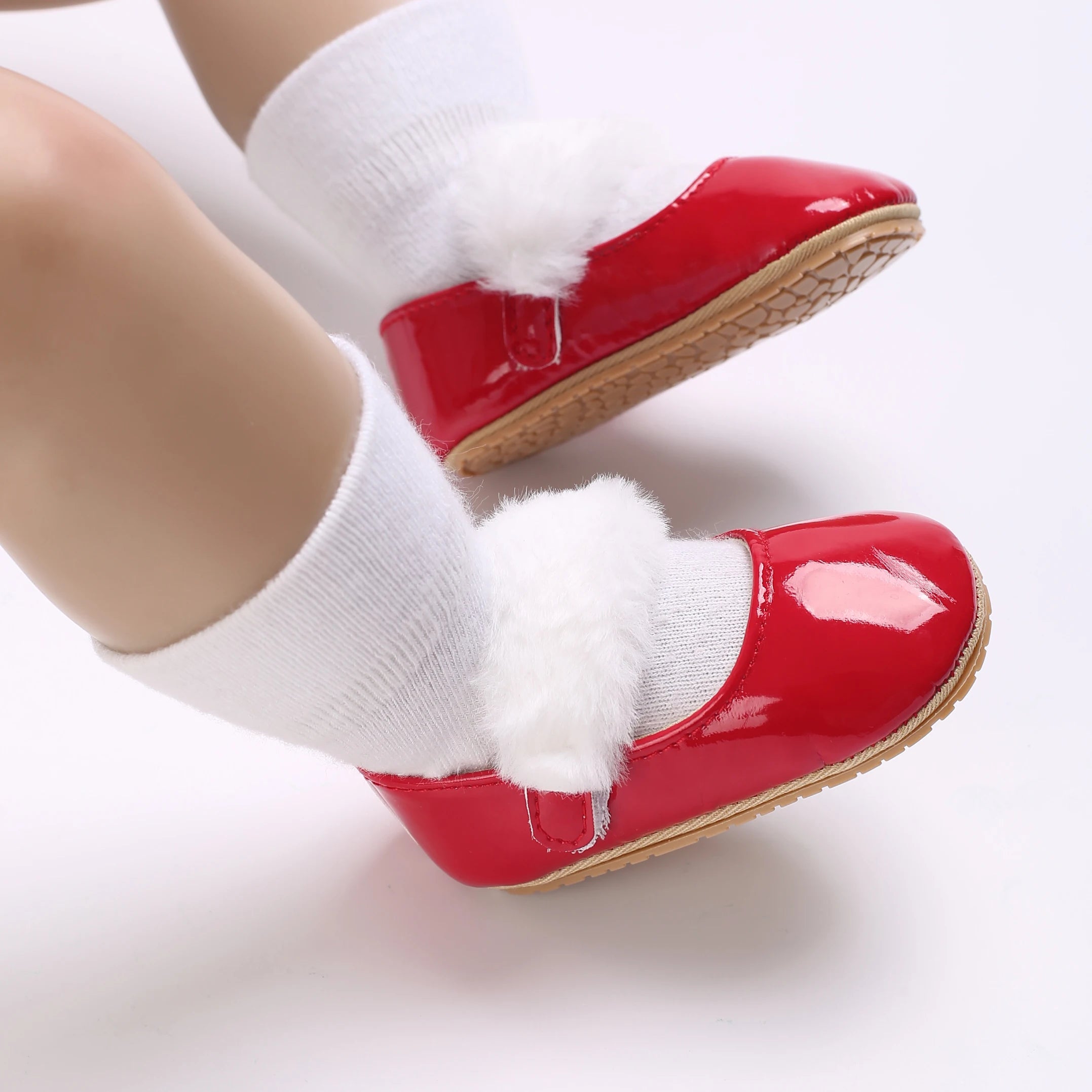 Red Bow Princess Baby Shoes – Anti-Slip Walking (Spring/Autumn)