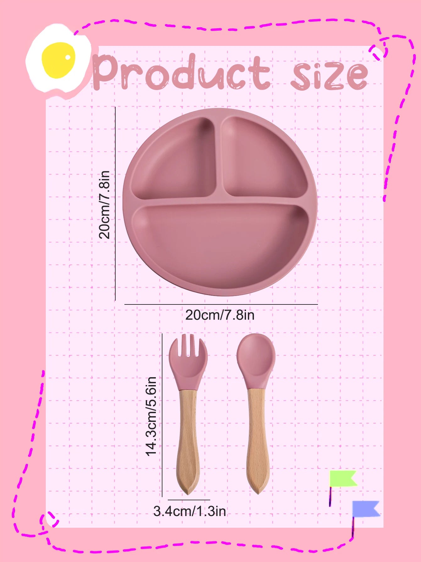 3PCS Silicone Baby Feeding Set with Bib – BPA-Free Toddler Tableware
