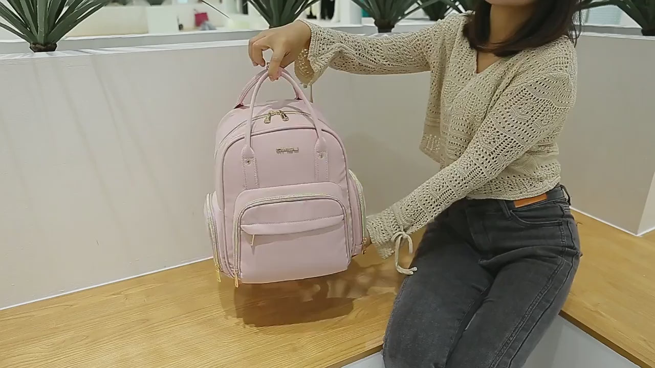 Load video: Multi-Functional Mommy Bag – Stylish &amp; Practical for New Moms