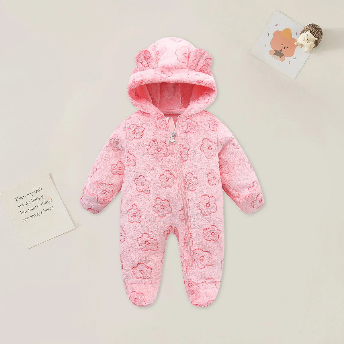 AYNIGIELL Flannel Cartoon Baby Romper – Warm Bodysuit (0–12M)