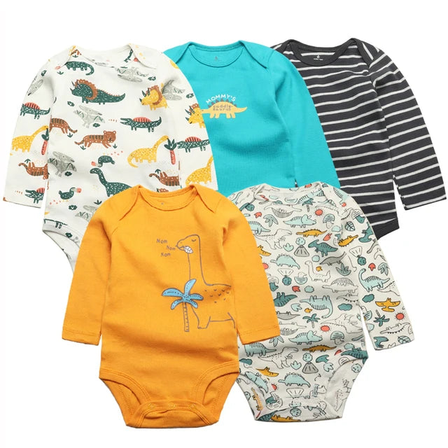 5-Pack Baby Bodysuits – 100% Cotton Newborn & Toddler Jumpsuits