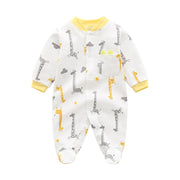 3-12M Autumn Baby jumpsuit Footies long sleeve clothes Infants romper cotton print boys onesies giraffe Cartoon baby underwear