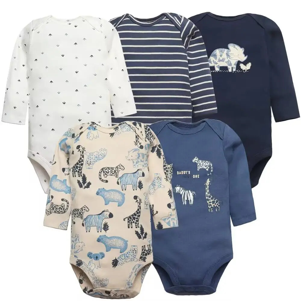 5-Pack Baby Bodysuits – 100% Cotton Newborn & Toddler Jumpsuits