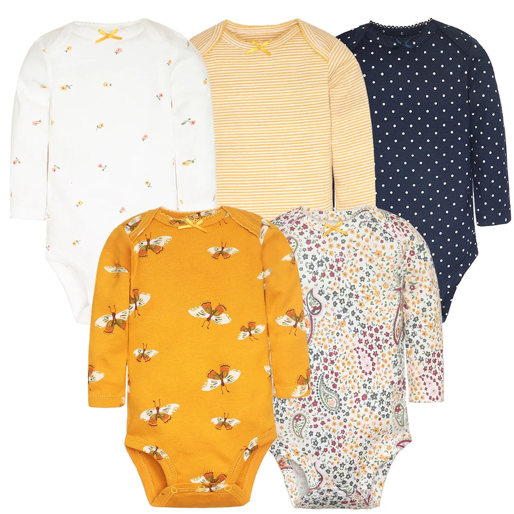 5-Pack Baby Bodysuits – 100% Cotton Newborn & Toddler Jumpsuits