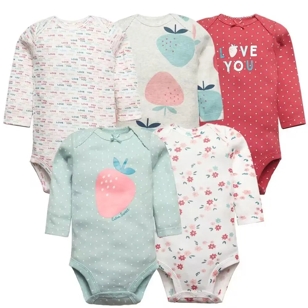 5-Pack Baby Bodysuits – 100% Cotton Newborn & Toddler Jumpsuits