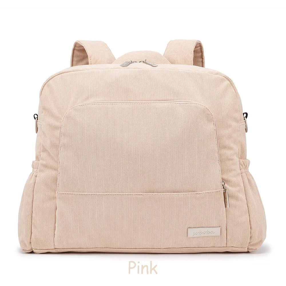 Soboba Corduroy Diaper Backpack – Large & Stylish for Moms