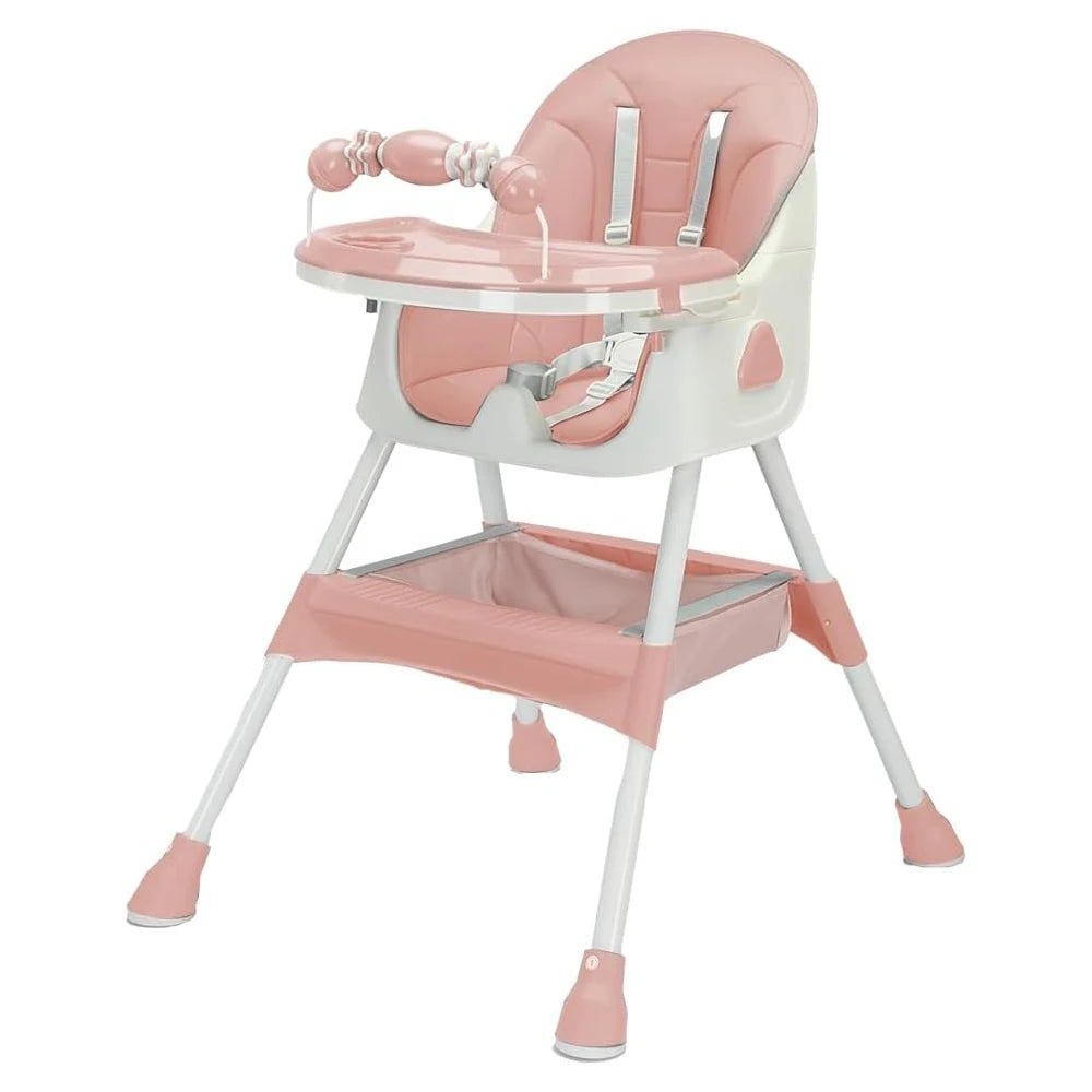 3-in-1 Foldable Baby High Chair with Double Tray