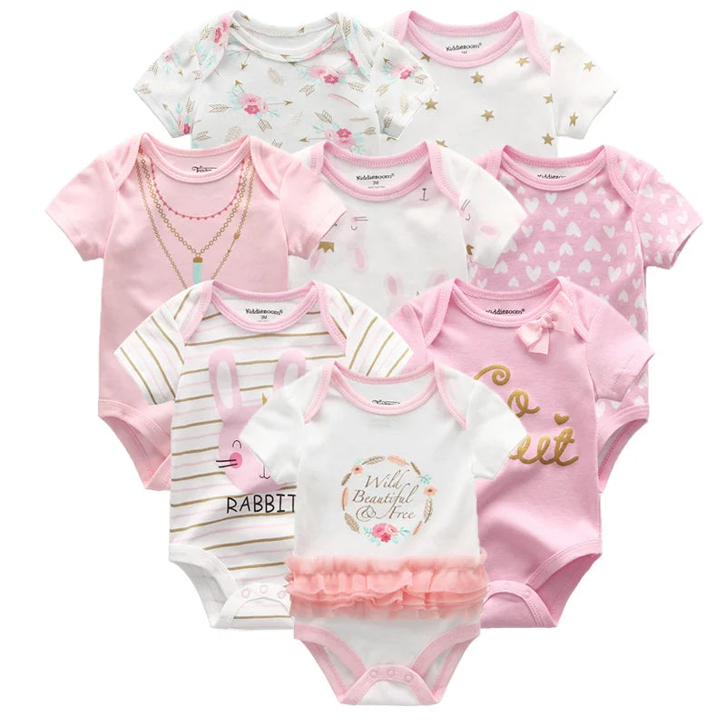 8 PCS/lot summer short sleeve baby boy bodysuit baby boy jumpsuit set ropa bebe baby boy clothes