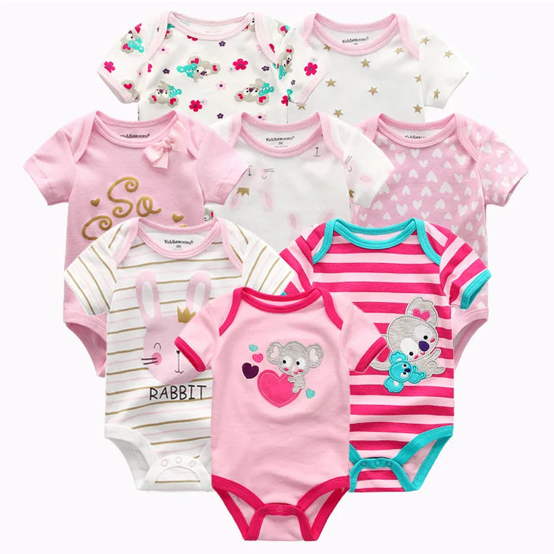 8 PCS/lot summer short sleeve baby boy bodysuit baby boy jumpsuit set ropa bebe baby boy clothes