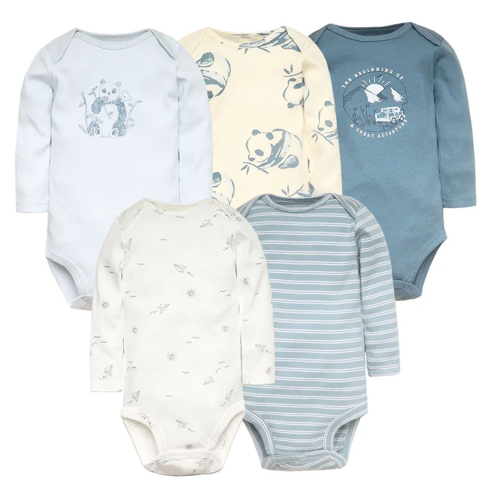 5-Pack Baby Bodysuits – 100% Cotton Newborn & Toddler Jumpsuits