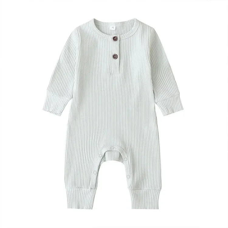 Summer Unisex Newborn Baby Clothes Solid Color Baby Rompers Cotton Long Sleeve Toddler Romper Infant Clothing 3-18 Months