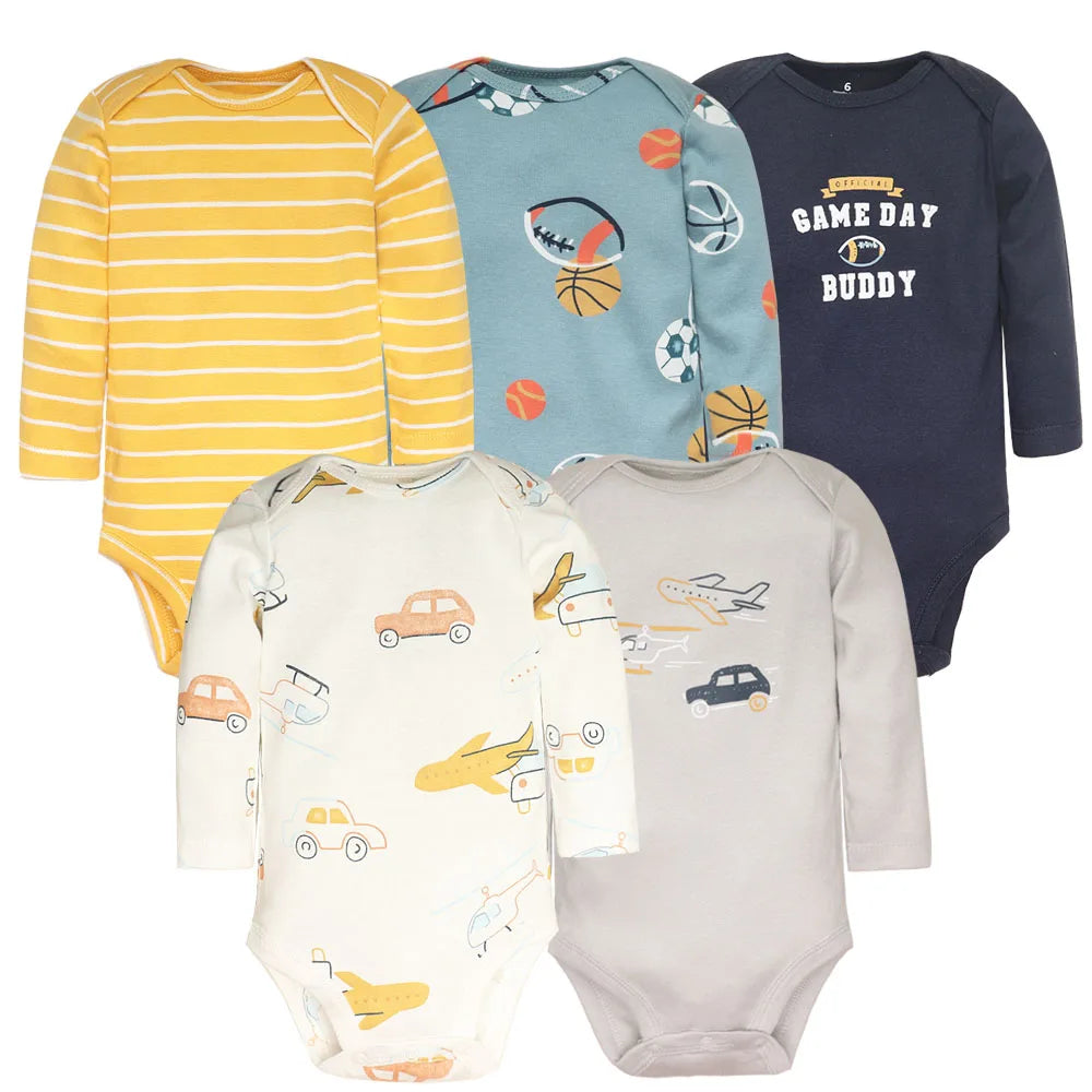 5-Pack Baby Bodysuits – 100% Cotton Newborn & Toddler Jumpsuits