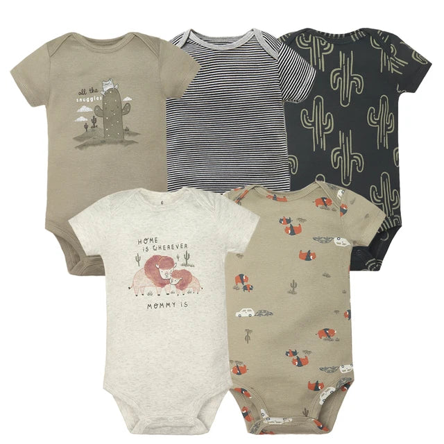 5-Pack Baby Boys Girls Bodysuits 100% Cotton Short Sleeves Kids Clothes 6-24 Month Newborn Baby Clothing bebe Jumpsuit