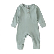 Ribbed Cotton Baby Romper – Long Sleeve Jumpsuit (0–12M)