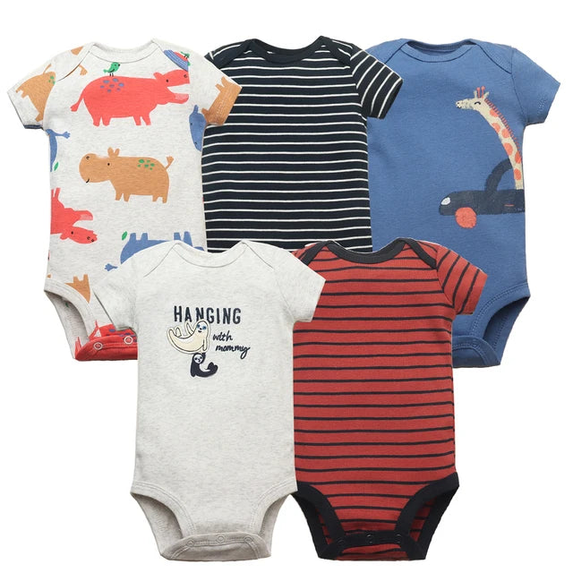 5-Pack Baby Boys Girls Bodysuits 100% Cotton Short Sleeves Kids Clothes 6-24 Month Newborn Baby Clothing bebe Jumpsuit