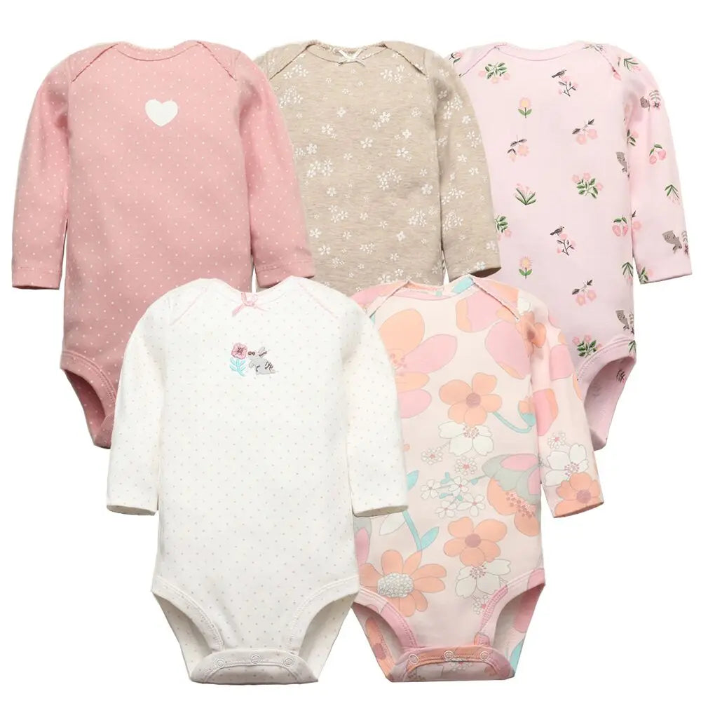 5-Pack Baby Bodysuits – 100% Cotton Newborn & Toddler Jumpsuits