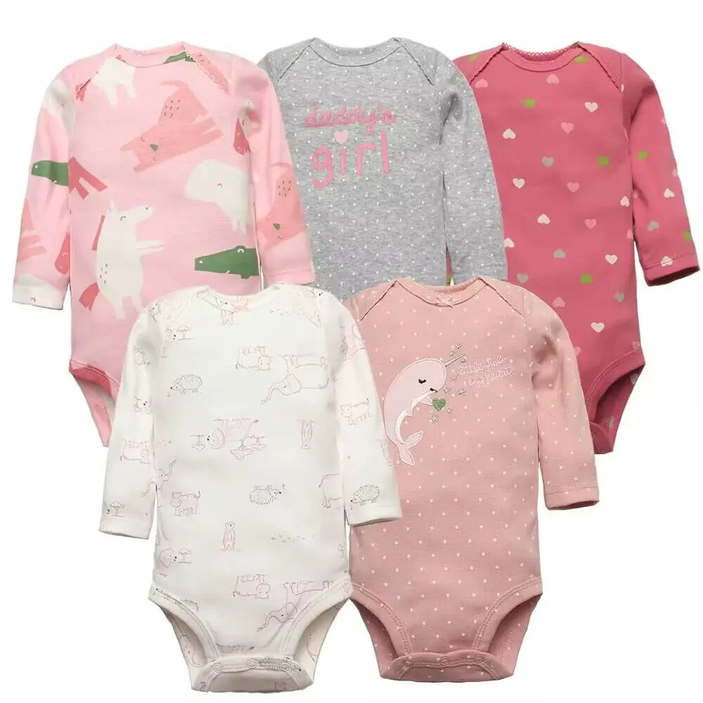 5-Pack Baby Bodysuits – 100% Cotton Newborn & Toddler Jumpsuits