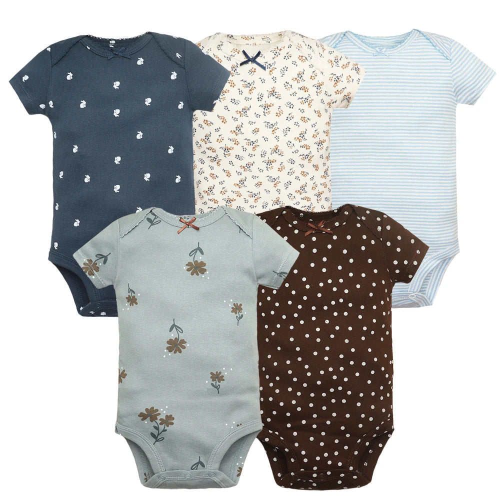 5-Pack Baby Boys Girls Bodysuits 100% Cotton Short Sleeves Kids Clothes 6-24 Month Newborn Baby Clothing bebe Jumpsuit
