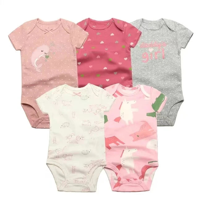 5-Pack Baby Boys Girls Bodysuits 100% Cotton Short Sleeves Kids Clothes 6-24 Month Newborn Baby Clothing bebe Jumpsuit