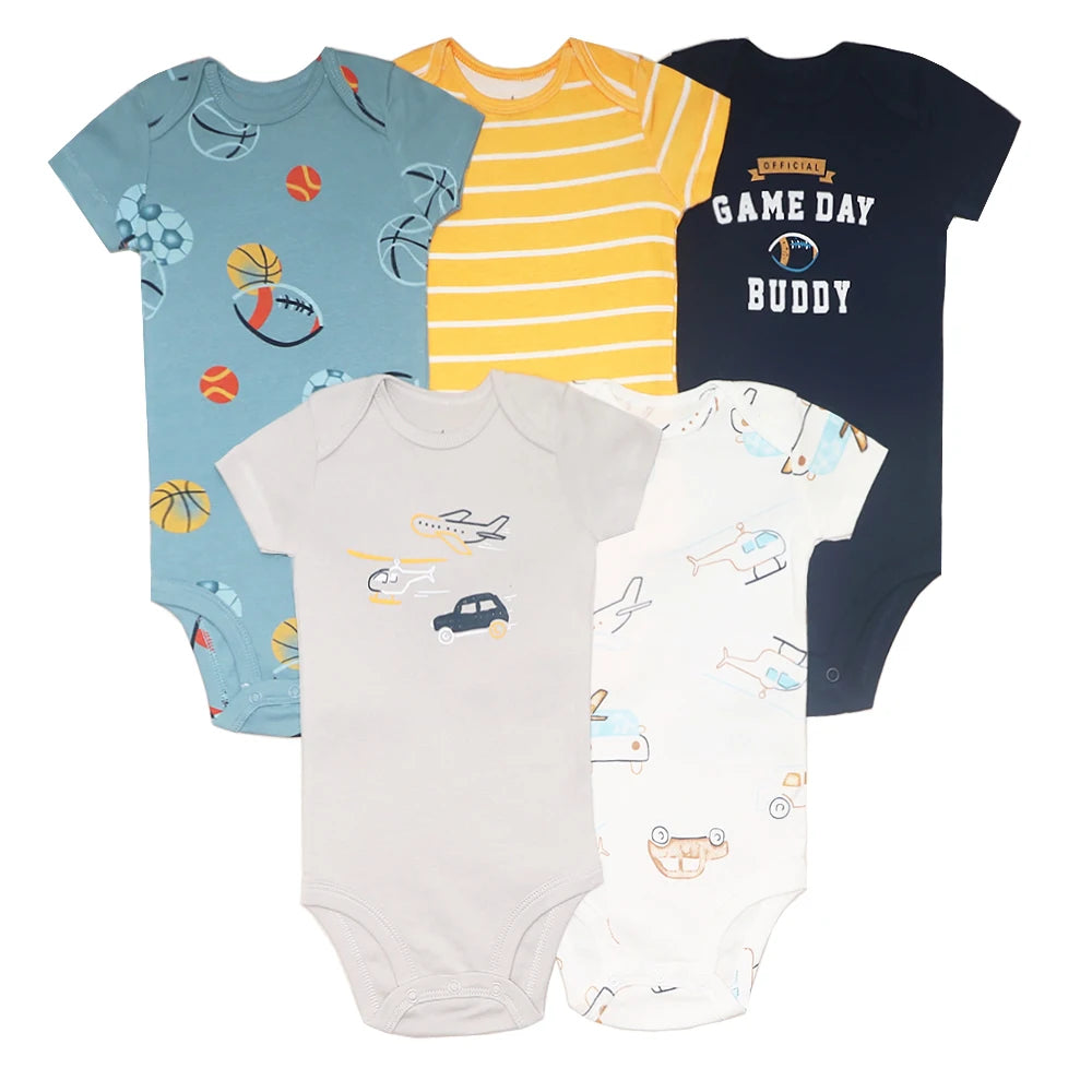 5-Pack Baby Boys Girls Bodysuits 100% Cotton Short Sleeves Kids Clothes 6-24 Month Newborn Baby Clothing bebe Jumpsuit