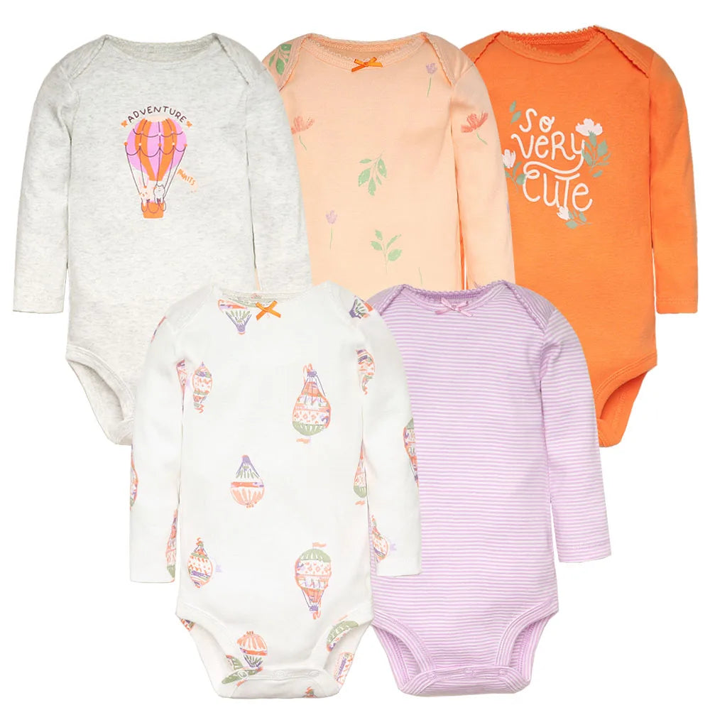 5-Pack Baby Bodysuits – 100% Cotton Newborn & Toddler Jumpsuits