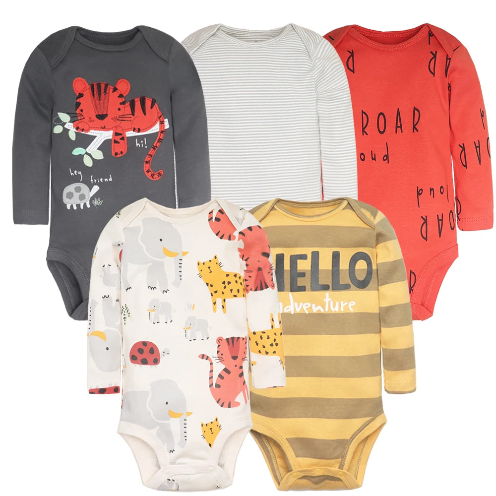 5-Pack Baby Bodysuits – 100% Cotton Newborn & Toddler Jumpsuits