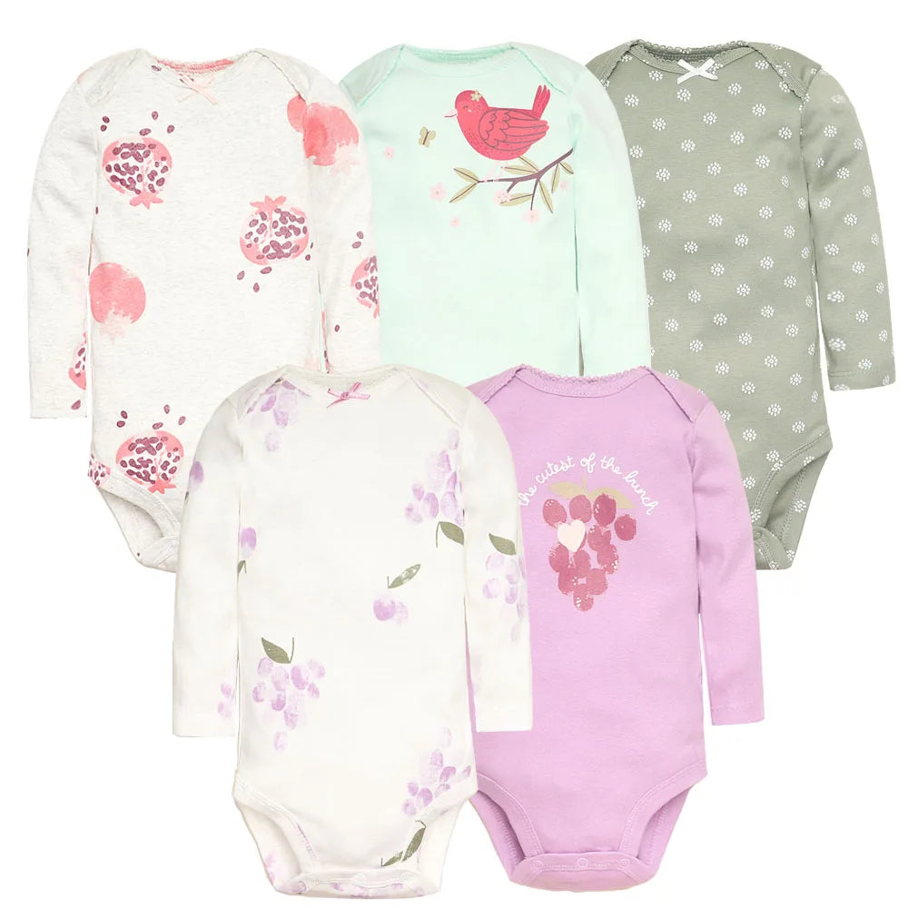 5-Pack Baby Bodysuits – 100% Cotton Newborn & Toddler Jumpsuits